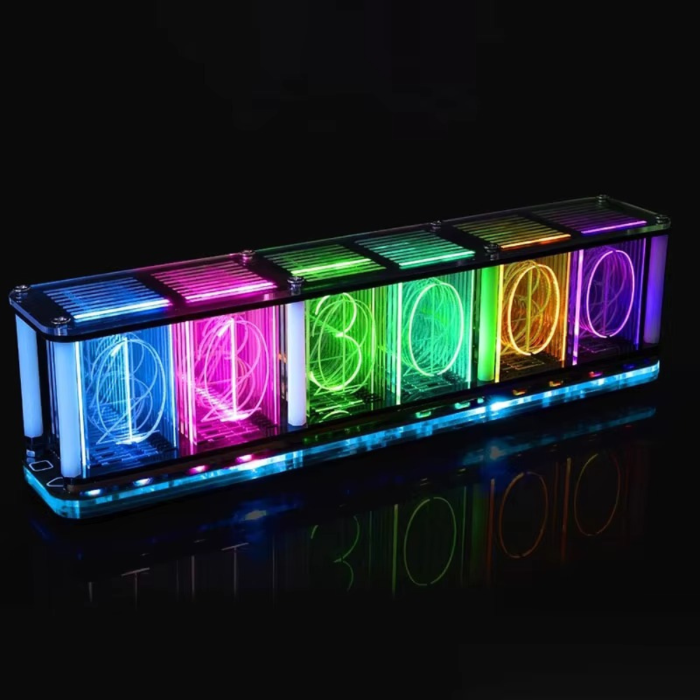 Neon-Pulse-Clock – RGB Glow Meets Modern Desk Design