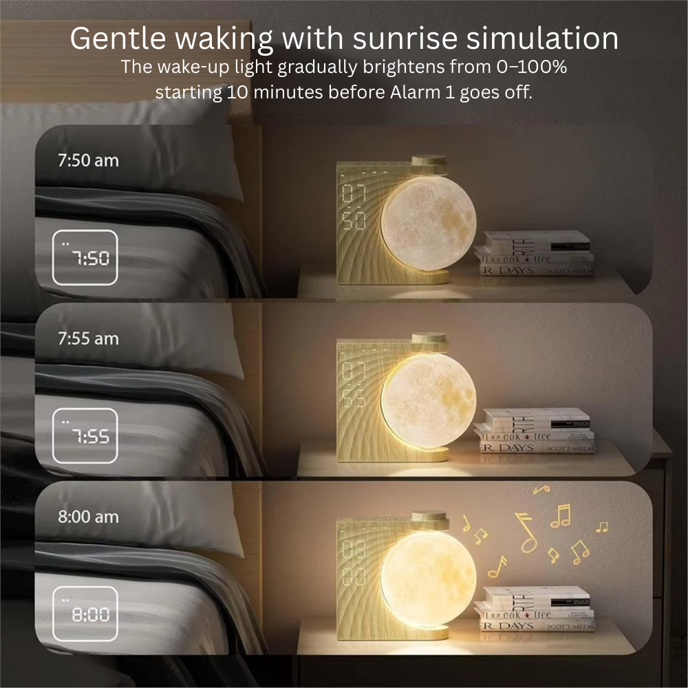 Moon Clock Lamp – Turn Bedtime Into a Calm, Cozy Night Sky