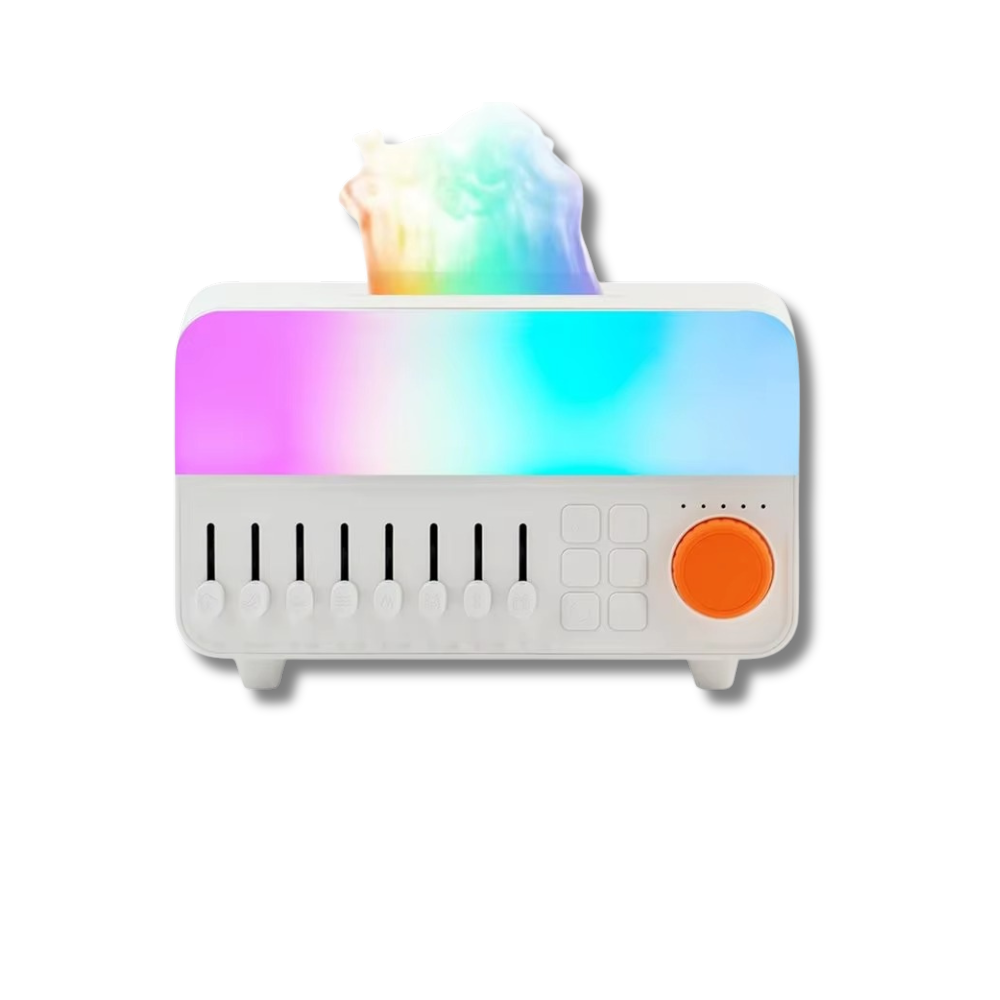 AuraFlame Sleep Hub – White Noise, Mist & Cozy Flame Ambience in One