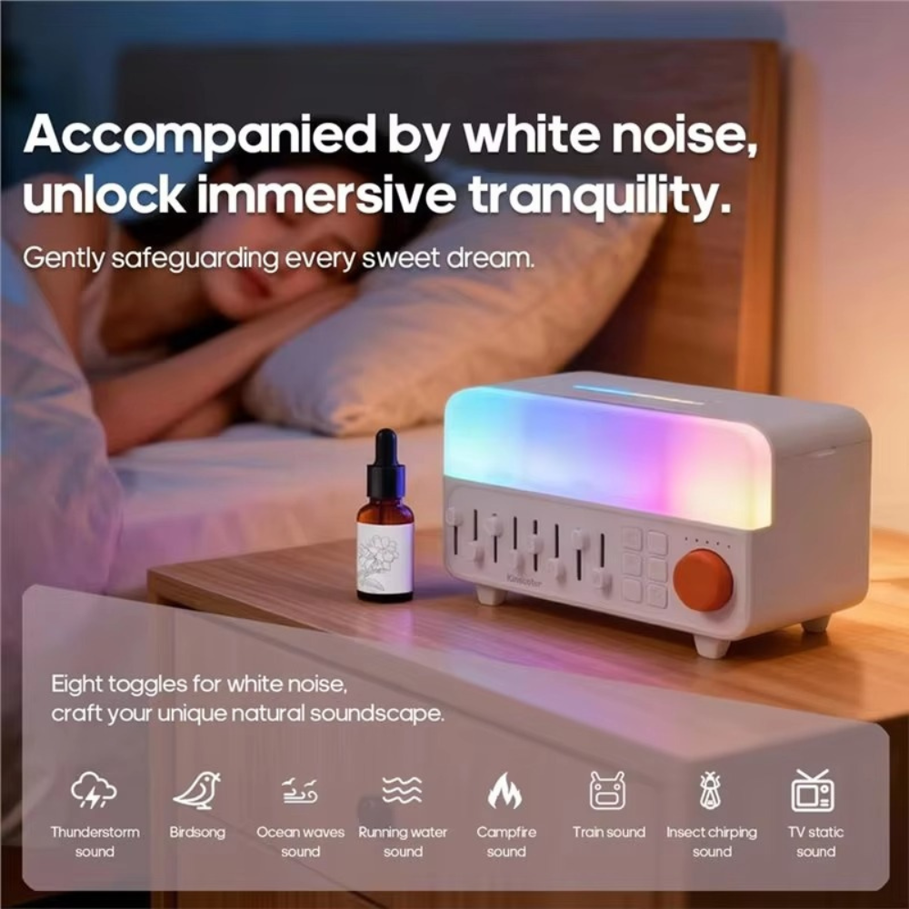 AuraFlame Sleep Hub – White Noise, Mist & Cozy Flame Ambience in One