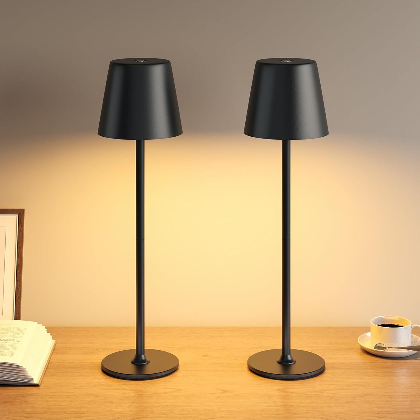 Wireless LED Table Lamp (Set of 2) – Dimmable Touch Nightlight