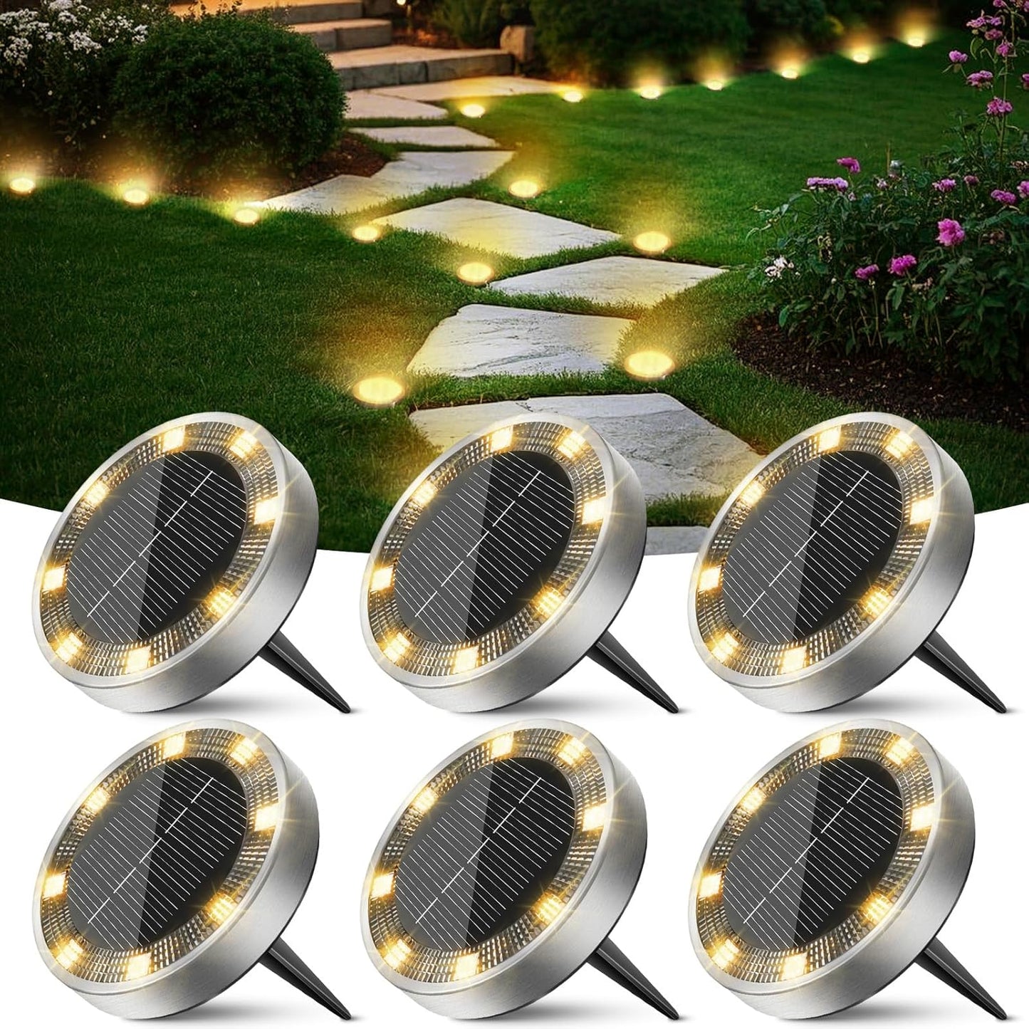 LuminaPath 6-Pack Solar Path Lights – Brighten Your Garden Effortlessly