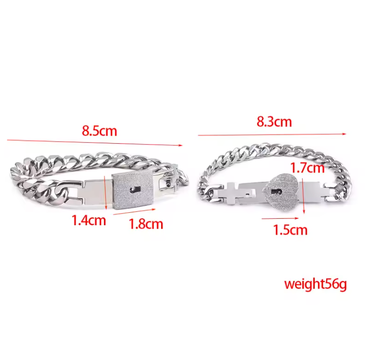 Couple Love Lock Bracelet & Key Necklace Set – A Symbol of Eternal Love
