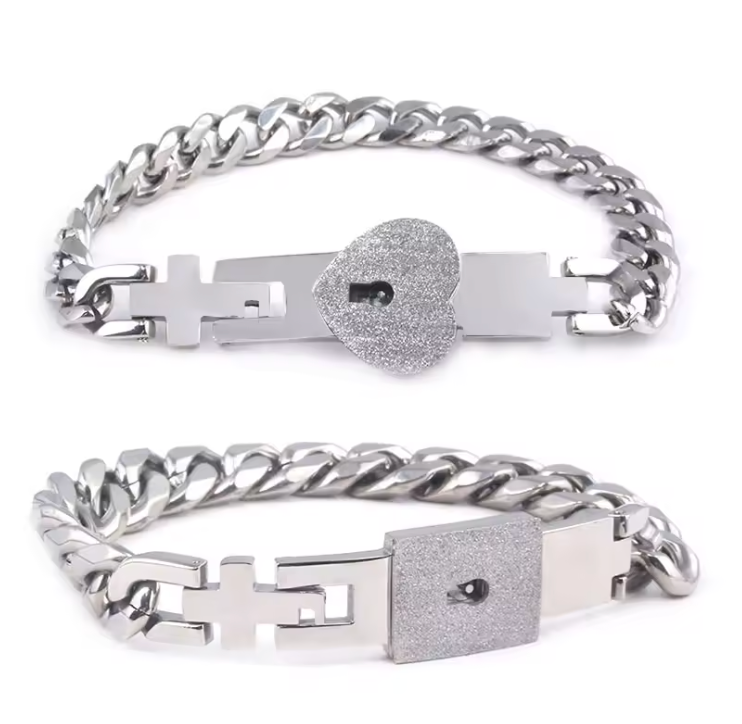 Couple Love Lock Bracelet & Key Necklace Set – A Symbol of Eternal Love