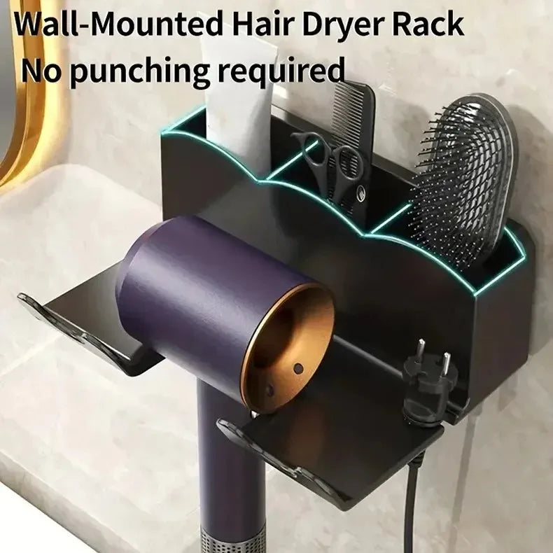 Wall-Mounted Hair Dryer Holder – No-Drill