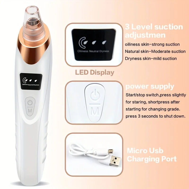Blackhead Remover Pore Vacuum - 5 Suction Modes USB Rechargeable Facial Pore Cleaner Kit