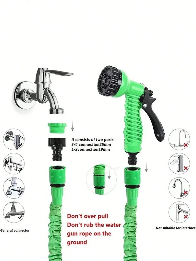 Expandable Garden Hose with 7-Function Spray Gun