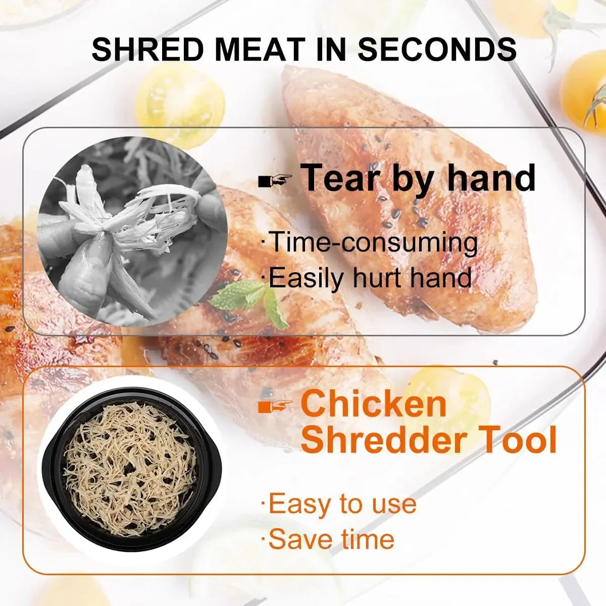 QuickPull Chicken Shredder Tool – Easy Meat Shredding with Lid
