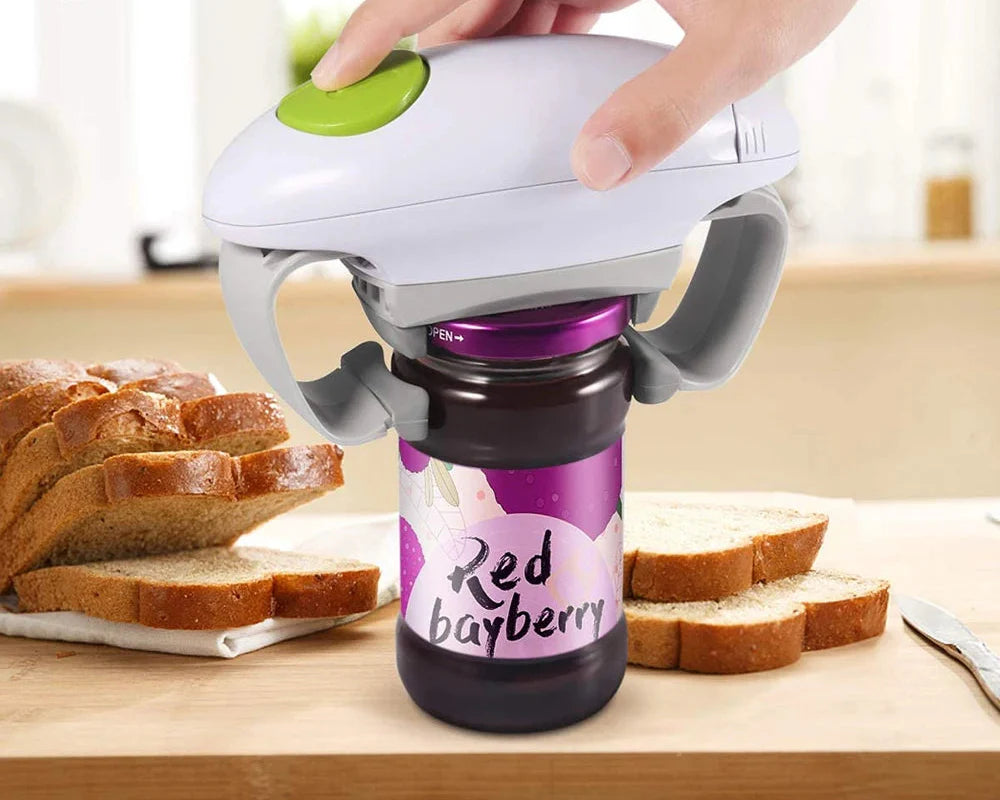 AutoGrip Electric Bottle & Jar Opener – One-Touch Lid Removal Without Effort