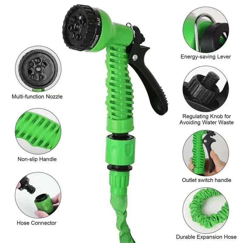 Expandable Garden Hose with 7-Function Spray Gun
