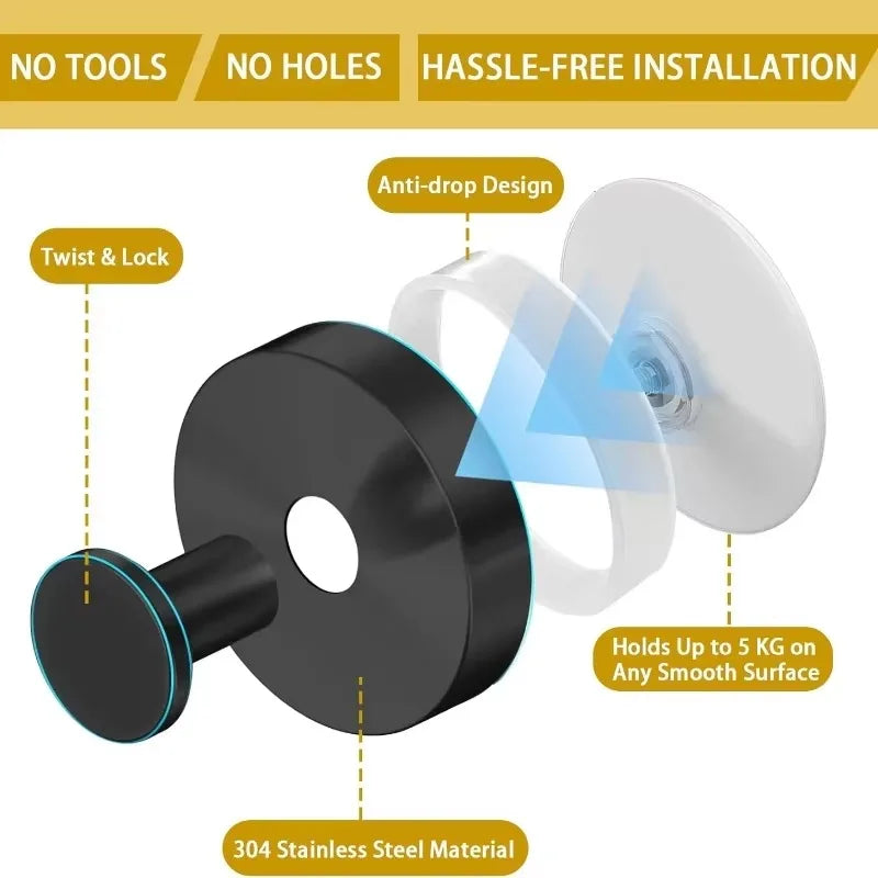 Suction Cup Hooks – Punch-Free Wall Mounted Towel; Utility Holders