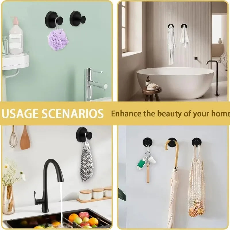 Suction Cup Hooks – Punch-Free Wall Mounted Towel; Utility Holders