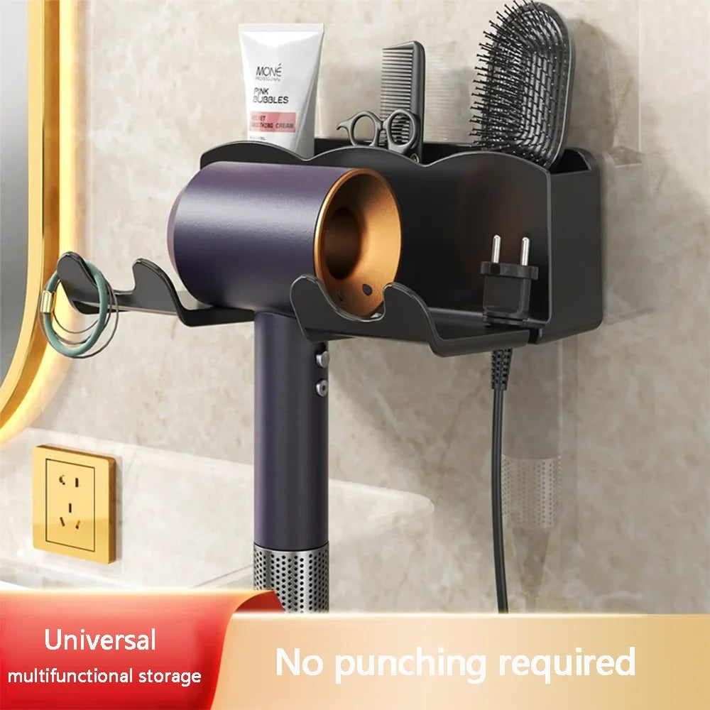 Wall-Mounted Hair Dryer Holder – No-Drill