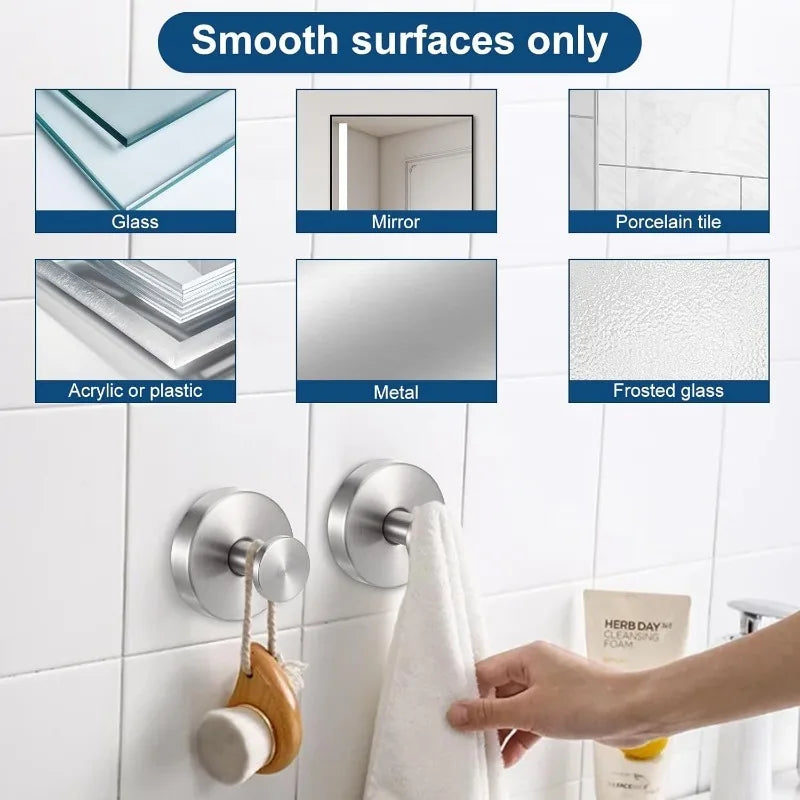 Suction Cup Hooks – Punch-Free Wall Mounted Towel; Utility Holders