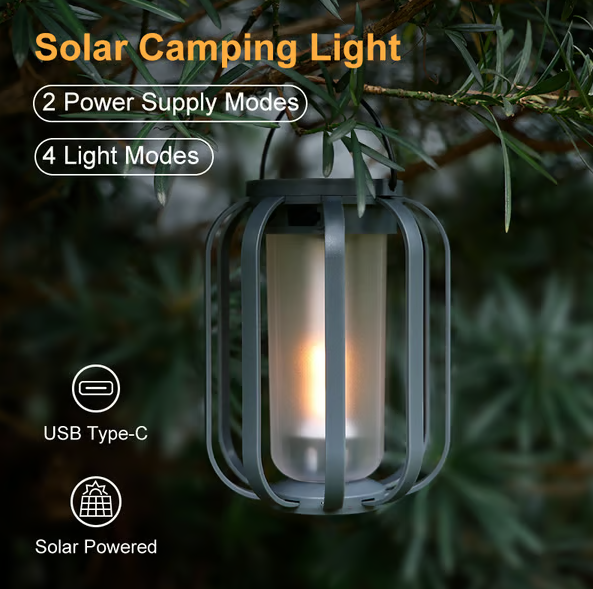 Solar Hanging Lantern | Solar & USB Rechargeable Hanging Outdoor Lantern