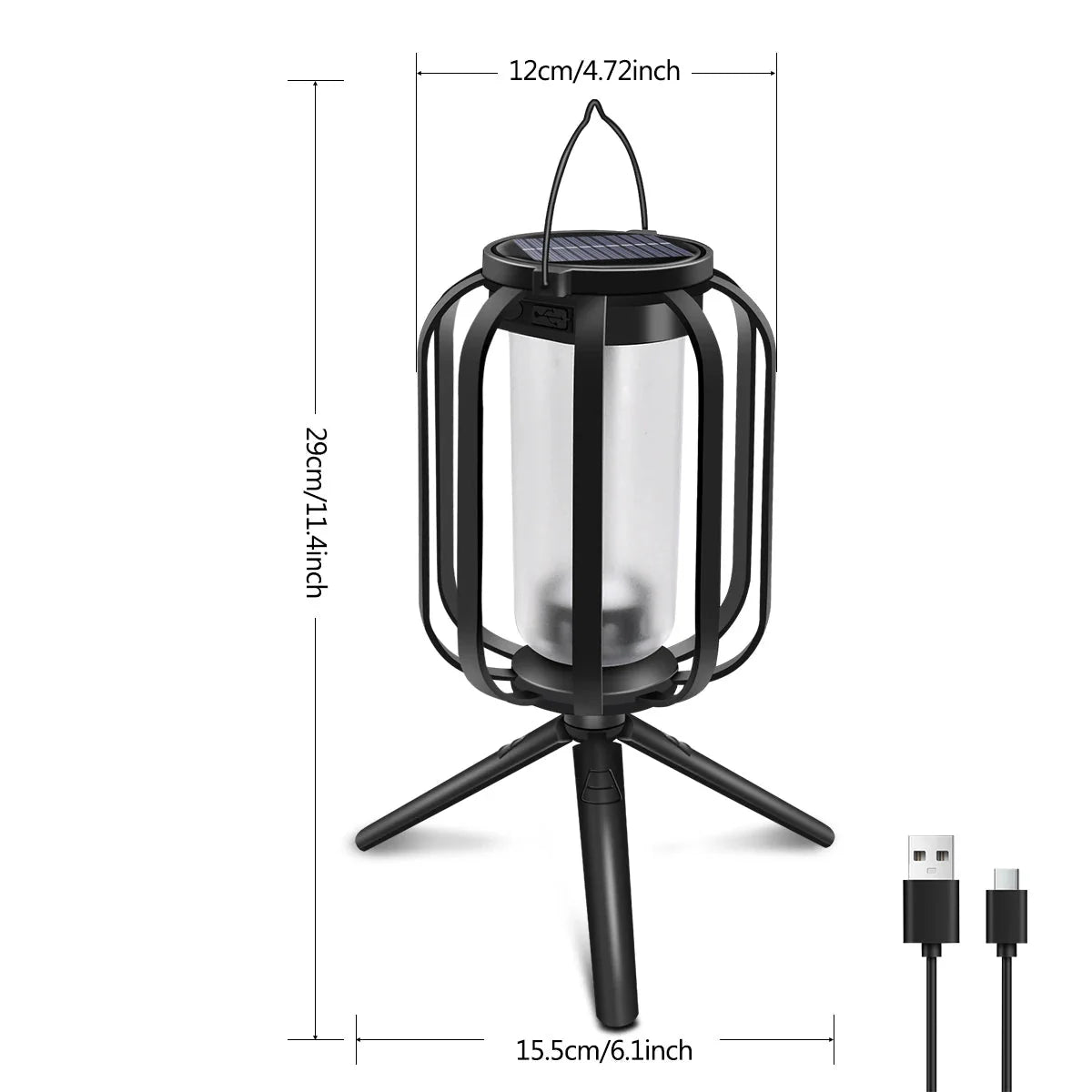 Solar Hanging Lantern | Solar & USB Rechargeable Hanging Outdoor Lantern